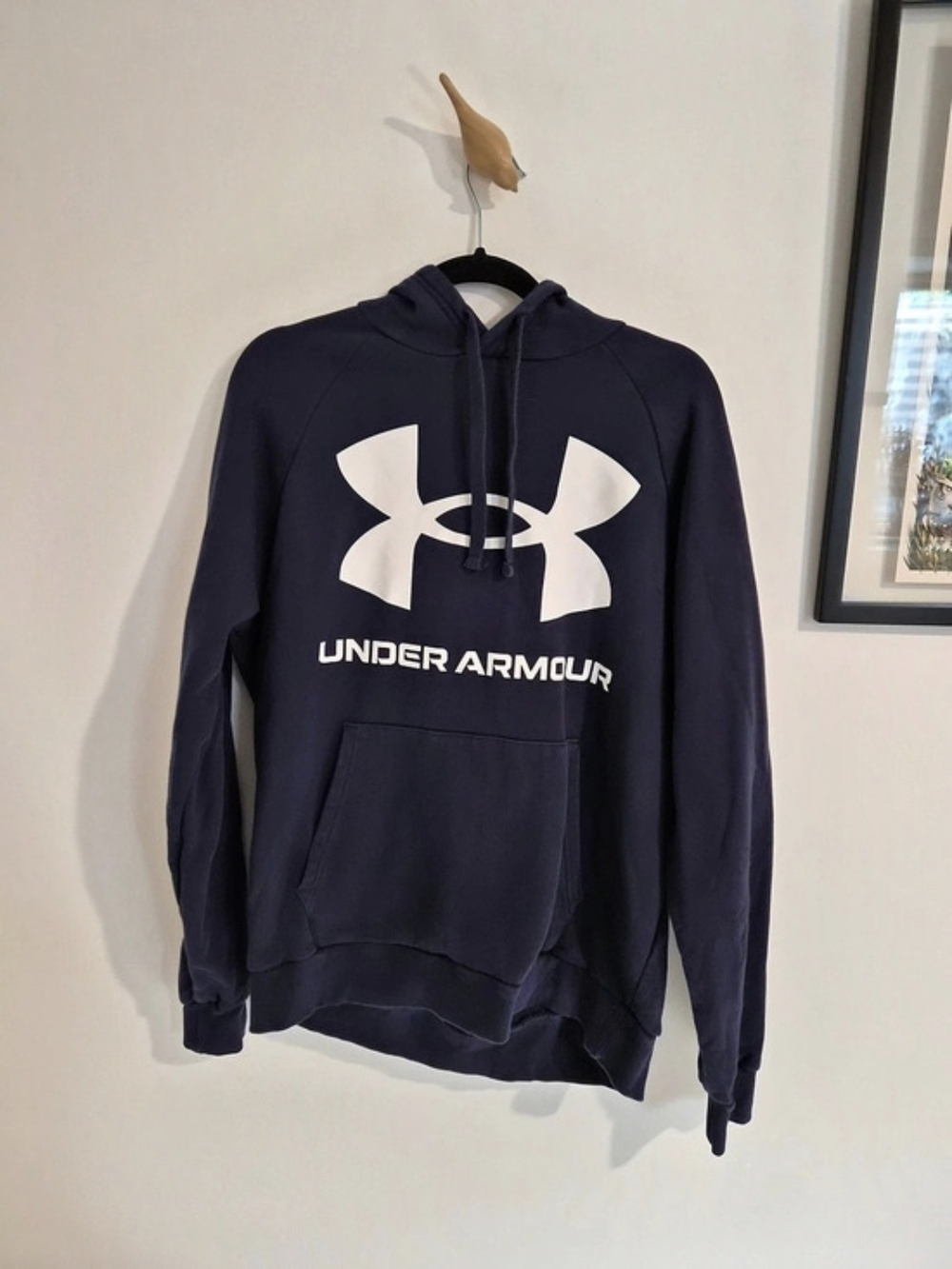 Under Armour UA Rival Fleece Big Logo Pullover Hoodie Blue Large